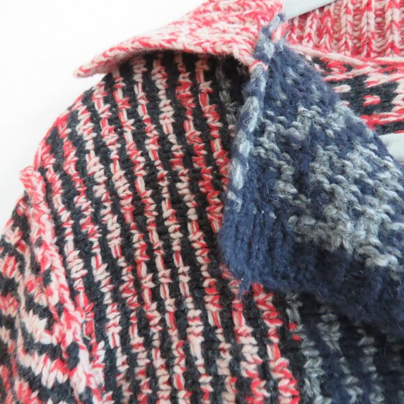 FREE PEOPLE Aztec Knit Wool Blend Open Back Cardigan Blue Red Boho - Size XS - Picture 5 of 12